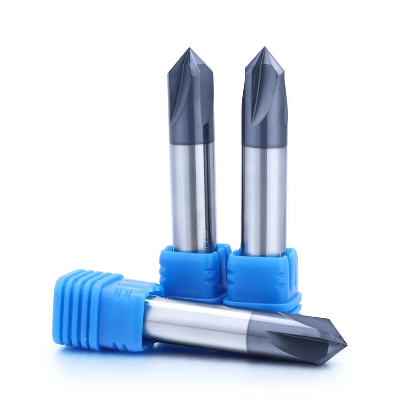 JIANXING 1/2” Carbide Chamfer End Mill, 90 Degree, Carving Bits, V Groove, 4 Flute AlTiN Coating for Alloy Steels, Hardened Steels - Image 3